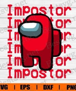01-Red Impostor Svg, Among Us Impostor Svg, Funny Game, Among Us, Gamer Gift, Layered SVG, DXF, PNG, EPS
