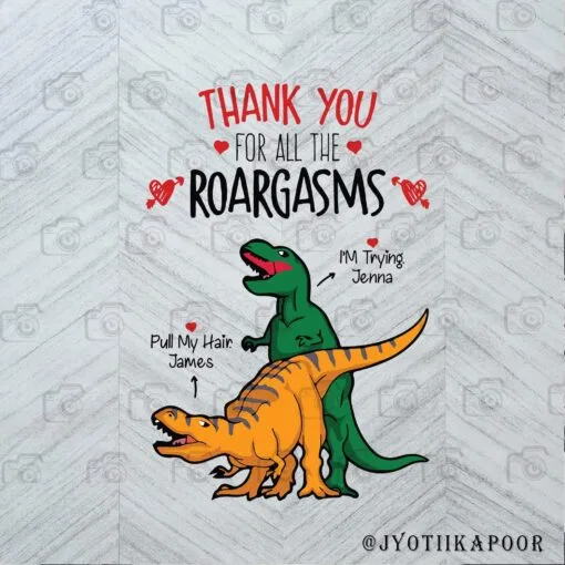 02- Funny Thank You For All The Roargasms, T-rex Try To Pull The Partner's Head While Having Coitus, Funny Sexual, Layered Svg,Svg Eps Png Dxf