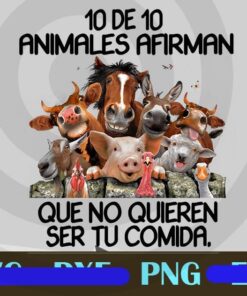 10 De 10 Animales Afirman Que No Quieren Ser Tu Comida, Funny Vegan Blank Recipe, Love Animal, Farmer Gift, Funny Cattle, Customizable PNG