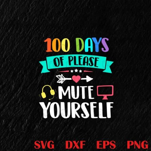100 Days Of Please Mute Yourself, Teacher Kids Gift, Teacher, I Love Teacher Layered Svg, Svg Eps Png Dxf