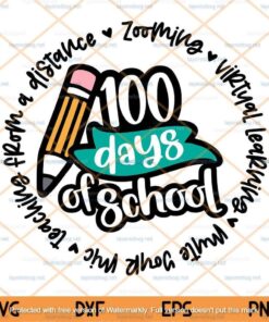100 Days Of School Svg, Back To School Svg, Gift Svg, Teacher Svg, Zooming svg, Teaching From A Distance Customizable Layered Svg, Svg Eps Png Dxf