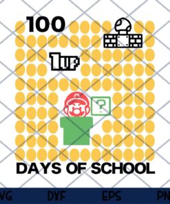 100 Days of School SVG,Mario,Mario Game,100th Day of School ,Teacher Customizable Layered Svg, Svg Eps Png Dxf ,Cut Files Clipart Cricut.