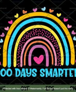 100th Day Of School, Teacher, 100 Days Smarter Rainbow Customizable Layered Svg, Svg Eps Png Dxf