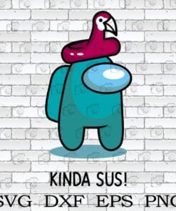 12-Cyan Kinda sus Among Us Hat Flamingo SVg, Among Us Svg, Video Game Svg, Svg Eps Png Dxf