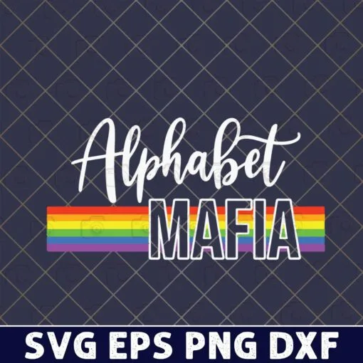 14-Alphabet Mafia LGBT Pride, Rainbow Flag, LGBT Pride Flag, One Big Gay Family, Inspired Brand, LGBTQ Community Layered Svg, Svg Eps Png Dxf