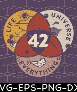 19-Vintage The Answer To Life, The Universe, And Everything, The Number 42, Science, The Hitchhikers Guide to the Galaxy Layered Svg Eps Png Dxf