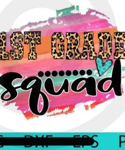 1st grade Squad Leopard Print Back To School Teacher Student School T-Shirt Customizable PNG