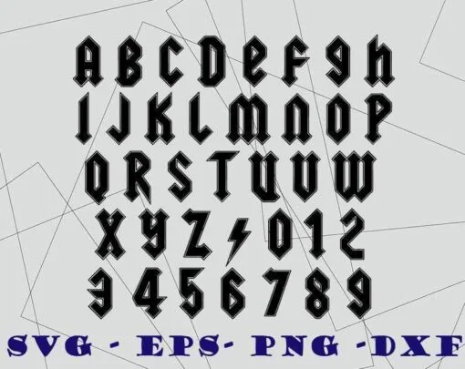 22-ACDC alphabet, Vector Rock Font, Ventage Hard Rock Alphabet, Australian Rock Band, Rock letters Layered Svg, Svg Eps Png Dxf