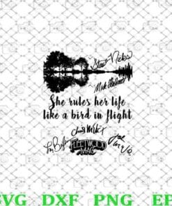 23-Guitar Art, She Ruler Her Life Like A Bird In Flight Svg, Music Svg, Guitar Svg, Bird Layered SVG, DXF, PNG, EPS