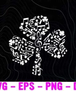 24-Music Note Shamrock, St. PatrickÂ’s Day Calls For A Lucky, Young Clover, Shamrock, Lucky Music Layered SVG, DXF, PNG, EPS