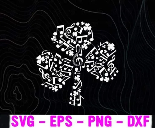 24-Music Note Shamrock, St. Patricks Day Calls For A Lucky, Young Clover, Shamrock, Lucky Music Layered SVG, DXF, PNG, EPS
