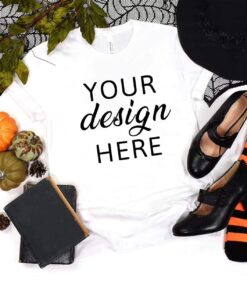 3001 Halloween Mockup White | Bella Canvas 3001 Mockup Halloween | 3001 Fall Mockup | Bella Canvas Fall Mockup | Halloween Witch Mockup