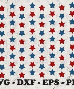4th of July Independence Day Pattern, US Flag Vintage Star, Red And Blue Stars,SVG PNG DXF, EPS, PDF
