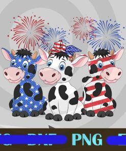 4th Of July Png, US Flag Cow Png, Farmer Png independence Day Customizable PNG