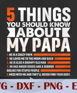 5 Things you should know about My papa , Love Dad, Daddy, Father's Day, Customizable Layered Svg, Svg Eps Png Dxf