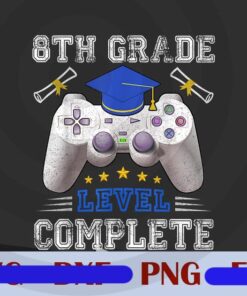 8th Grade Level Complete Gamer Class Of 2021 Graduation Gift, Gift for Gamer, Boy Gift, Custom Number, Customizable PNG