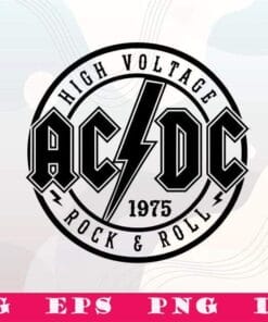 AC and DC - Rock & Roll, High Voltage, 1975 Rock, Love Rock, Gift for Rocker, SVG PNG DXF, EPS, PDF