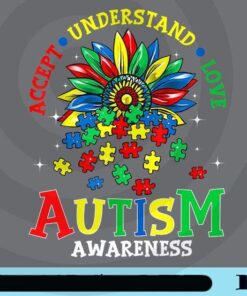 Accept, Understand, Love, Puzzle Sunflower, Autism Sunflower, Autism Awareness, Autism Day, Customizable Png