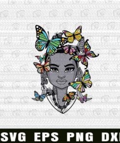 African Woman, Afro American, Butterflies Women, Butterfliew Lover, Perfect Gift For Friends Layered SVG, DXF, PNG, EPS