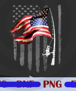 America Distressed Fishing Flag, Flag Fishing Rod svg, American Flag svg, Fisherman Gift, Fishing Pole Svg, Customizable Png