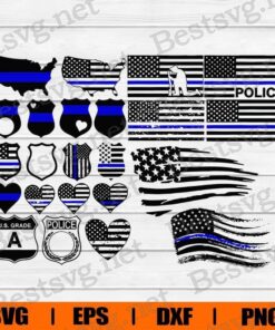 American Flag , Police , Thin Blue Line , Blue Lives Matter, Police Bundle, Police Badge , Other , Svg Eps Png Dxf