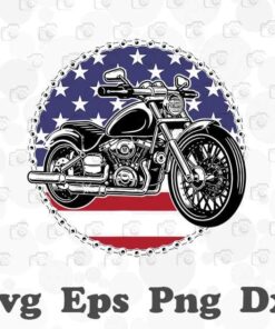 American Motorcycle, Motorbike, American Flag , Gift For Racing Boy Layered Svg Eps Png Dxf
