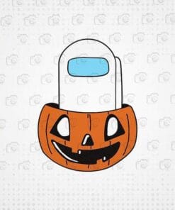 Among Us - Halloween, Funny Among Us Player, White Among Us, Pumskin, Halloween Gift, Happy Halloween , Gamer Gift, Layered Svg Eps Png Dxf