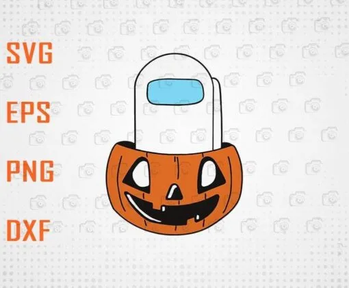 Among Us - Halloween, Funny Among Us Player, White Among Us, Pumskin, Halloween Gift, Happy Halloween , Gamer Gift, Layered Svg Eps Png Dxf