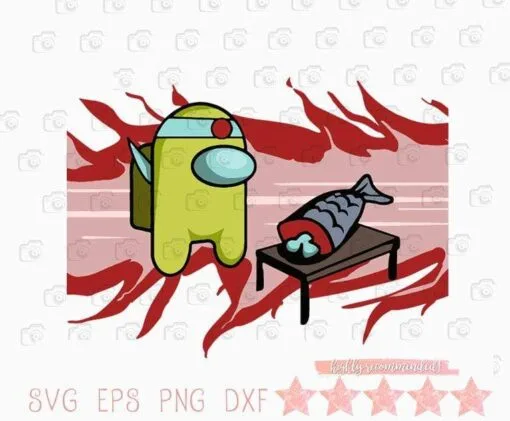 Among Us And Fish, Among Us Impostor, Love Fish, Dead Fish, Among Us Lovers, Impostor, game,Layered SVG, DXF, PNG, EPS