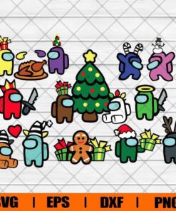 Among Us Christmas Party Svg, Among Us Svg, Cute Among Us Svg, Among Us Character, Layered SVG, DXF, PNG, EPS