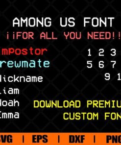 Among Us Font, Premium Impostor Emergency, Video Game, Layered SVG, DXF, PNG, EPS