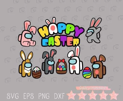 Among Us Happy Easter, Among Us Bunny, Cute Among Us, Among Us character, Bunny Among Us, Easter Among Us, game, SVG PNG DXF, EPS, PDF