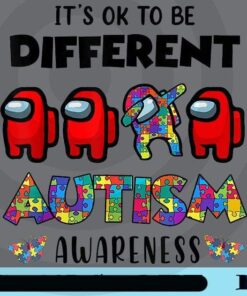 A.mong Us It's Ok To Be Different, Autism Awareness, Among Us Character, Dabbing Crewmate, Red Among Us, Customizable Png