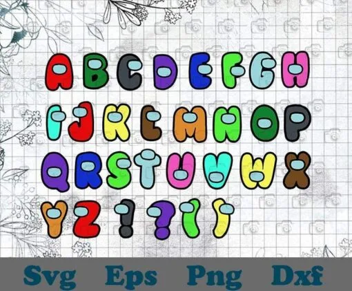 Among Us Letters, Among Us Alphabet, Among Us Font, Educational Wall Art, Preschool Montessori, SVG PNG DXF, EPS, PDF
