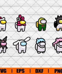 Among Us Sanrio Crewmates Svg, Among Us Game Svg, Video Game Lovers, Cute Among Us Character, Layered SVG, DXF, PNG, EPS