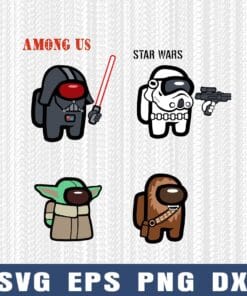 Among Us, Star Wars, Star Wars Character, Among Us Lover, Love Gaming, Gift for Gamer, Yoda Baby,Among Us Lovers, Star Wars Fans Layered Svg Eps Png Dxf