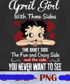 April Girl With Three Sides ,The Quiet Side , The Fun Crazy Side, The Side You Never Want to See, Birthday Gifts, White , Red, Black, Little Girl, Baby Cute, Chibi, Customizable PNG