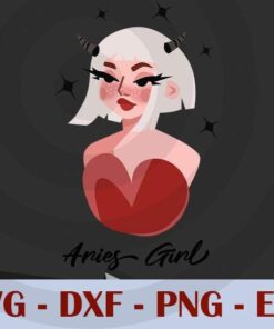 Aries Girl Zodiac cute Girl Watercolor Design Bundles Customizable Layered Svg, Svg Eps Png Dxf