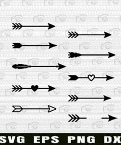 Arrow, Bundle Arrow, Boho Tribal arrows with heart Valentine Love, Love arrow, Heart arrows Layered Svg Eps Png Dxf