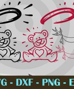 Aura, bear, birds Valentine Doodles Valentine Day Customizable Layered Svg, Svg Eps Png Dxf