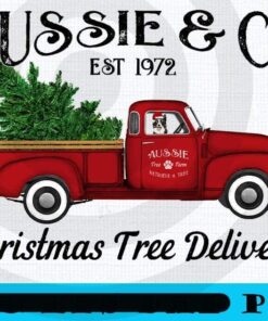 Aussie Australian Shepherd Christmas Tree Antique Truck, Happy Christmas X-mas, Christmas Truck, Christmas Day, Christmas Gift, Customizable PNG