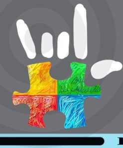 Autism Awareness Hand, Rock and Roll, Puzzle Pieces, Autism Day, Gift for Autism, I Love You Hand Sign, ILY sign, Customizable Png