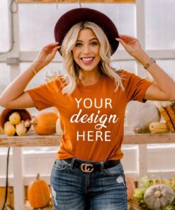 Autumn Bella Canvas 3001 Mockup, Thanksgiving Bella Canvas Shirt Mockup, Holiday Mockup, Fall Bella Canvas Mockup,