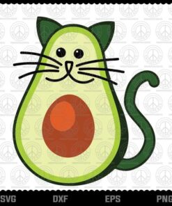 Avocado Cat Svg, Funny Cat Svg, Cute Cat Svg, Cat Lovers svg, Customizable Layered Svg, Svg Eps Png Dxf
