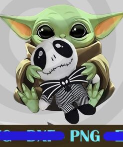 Baby Yoda And Jack, Yoda Hug Jack Skellington, Cartoon, Disney Customizable Png