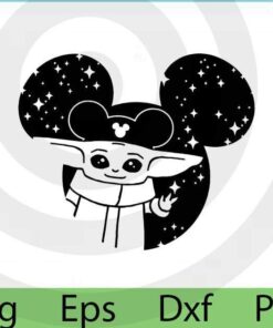 Baby Yoda Mickey Cute star wars , Customizable Layered Svg, Svg Eps Png Dxf