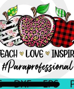 Back To School Paraprofessional apple For Teacher Student Kids T-Shirt Customizable PNG
