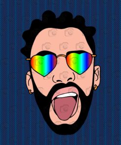 Bad Bunny Baby, Benito Antonio Mart??nez Ocasio, Rainbow Heart Sunglasses, rapper,music, singer, and songwriter Layered Svg, Svg Eps Png Dxf