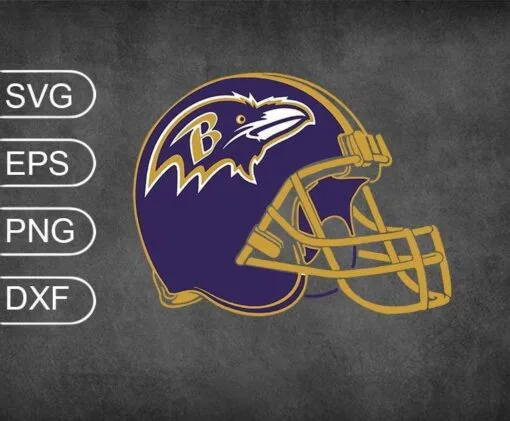 Baltimore Ravens Football Helmet SVG, NFL Svg, Ravens Svg, Love Football, Football Lovers SVG PNG DXF, EPS, PDF