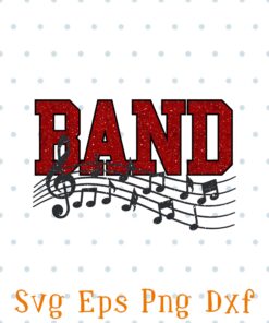 Band Music, Red Sparkle Band, Music Note, Music logo, Music note SVG PNG DXF, EPS, PDF